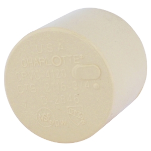Charlotte CTS 02116 0800 Cap, 3/4 in Nominal, Socket End Style, CPVC