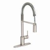 Moen® 5923SRS Align™ Pre-Rinse Spring Kitchen Faucet, 1.5 gpm Flow Rate, Pull-Down Spout, Spot Resist® Stainless Steel, 1 Handle