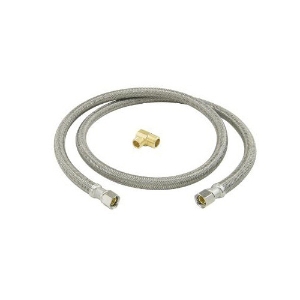 BrassCraft® Speedi Plumb® PLUS B1-60DW6 P B1-DW6 Flexible Lead Free Braided Water Dishwasher Connector with 3/8 in MNPT Elbow, 3/8 in Nominal, Compression End Style, 60 in L, 125 psi Working, Polymer