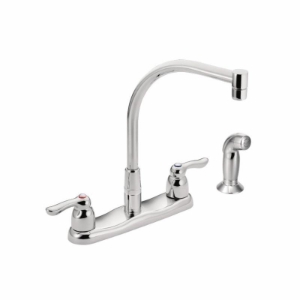 Moen® 8792 M-BITION™ Kitchen Faucet, 2 gpm, 8 in Center, Fixed Spout, Chrome, 2 Handles