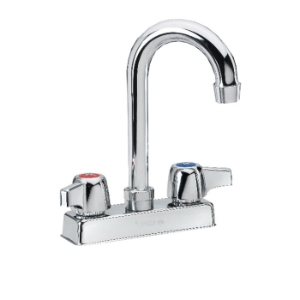 Krowne® 11-400L Silver Wall Mount Faucet, 2 gpm, 4 in Center, Gooseneck Spout, Side Spray(Y/N): No