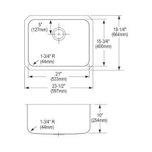 Elkay® PLAUH211510 Pursuit™ Laundry Sink, Rectangle Shape, 18-1/4 in W x 10 in D x 23-1/2 in H, Undermount, Stainless Steel, Lustertone