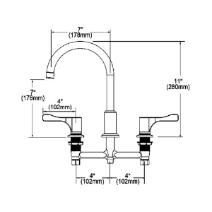 Elkay® LKD2439BHC Food Service Kitchen Faucet, 1.5 gpm Flow Rate, 8 in Center, Arc Tube Spout, Polished Chrome, 2 Handles