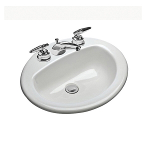 Mansfield® 237-4 WH Self-Rimming Lavatory With Consealed Front Overflow, MS Oval, Oval Shape, 4 in Faucet Hole Spacing, 20-1/2 in W x 17 in D x 8 in H, Drop-In Mount, Vitreous China, White