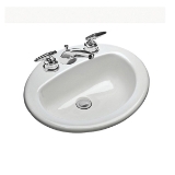 Mansfield® 237-4 WH Self-Rimming Lavatory with Consealed Front Overflow, MS Oval, Oval Shape, 4 in Faucet Hole Spacing, 20-1/2 in W x 17 in D x 8 in H, Drop-In Mount, Vitreous China, White