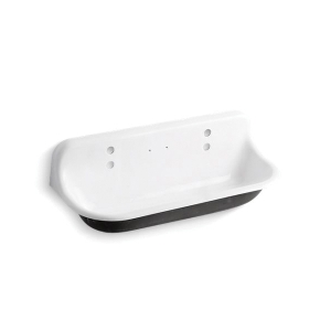 Kohler® 3202-0 Brockway™ Wash Sink, Rectangular Shape, 48 in W x 17-1/2 in D x 7-5/8 in H, Wall Mount, Cast Iron, White