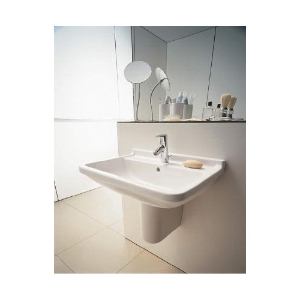 DURAVIT 0300500000 Starck 3 Washbasin With Overflow and Faucet Deck, Rectangle Shape, 19-5/8 in L x 14-1/8 in W x 7-1/8 in H, Wall Mount, Ceramic, White