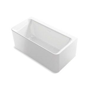 Sterling® 96133-0 Unwind™ Back-To-Wall Seamless Bathtub, 59-1/16 in L x 29-1/2 in W, Center Toe-Tap Drain, White