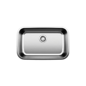 Blanco 441529 STELLAR™ Kitchen Sink, Refined Brushed, Rectangle Shape, 26 in L x 16 in W x 5-1/2 in D Bowl, 28 in L x 18 in W, Undermount, 18 ga 304 Stainless Steel