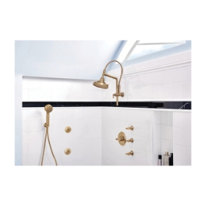 Brizo® 87476-PG Invari® Shower Head, 1.75 gpm Max Flow, 4 Sprays, 7.63 in L x 7.63 in W x 5.13 in H Head, Polished Gold