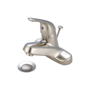 OLYMPIA L-6160-BN Lavatory Faucet, Elite, PVD Brushed Nickel, 1 Handle, 50/50 Pop-Up Drain, 1.5 gpm Flow Rate