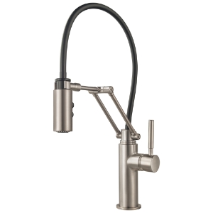 Brizo® 63221LF-SS Articulating Kitchen Faucet, Solna®, Commercial, 1.8 gpm Flow Rate, Swivel Spout, Stainless Steel, 1 Handle