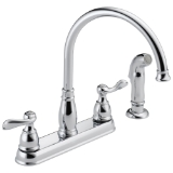 DELTA® 21996LF Windemere® Kitchen Faucet, Commercial, 1.8 gpm Flow Rate, 8 in Center, Swivel Spout, Chrome, 2 Handles