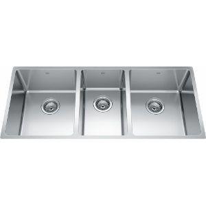Kindred BTU1841-9N Brookmore 41.5 in LR x 16.6 in FB x 9 in DP Undermount Triple Bowl Stainless Steel Sink