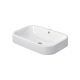 DURAVIT 2314600000 Happy D.2 Washbowl With Overflow, Rectangle Shape, 23-5/8 in L x 15-3/4 in W x 6-1/2 in H, Above Counter/Ground Mount, Ceramic, White