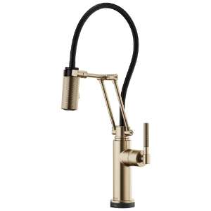 Brizo® SMARTTOUCH® 64243LF-GL Litze® Articulating Kitchen Faucet, 1.8 gpm Flow Rate, Swivel Spout, Luxe Gold, 1 Handle