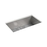 Sterling® 20022-PC-NA Large Kitchen Sink with SilentShield® Technology, Ludington®, Satin, Rectangle Shape, 30-1/4 in L x 16-9/16 in W x 9-5/16 in D Bowl, 32 in L x 18-5/16 in W x 9-9/16 in H, Undermount, 18 ga Stainless Steel