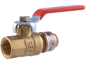 Sharkbite® 22186-0000LF Ball Valve, 3/4 in Nominal, SharkBite® x FNPT End Style, Brass Body, Full Port, EPDM/PTFE Softgoods