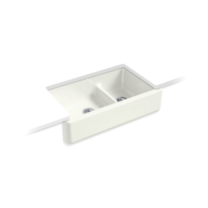 Kohler® 6427-NY Whitehaven® Self-Trimming Kitchen Sink, Rectangular Shape, 21-9/16 in W x 9-5/8 in H, Undermount, Enameled Cast Iron, Dune