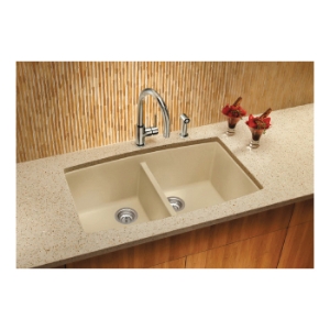 Blanco 440069 PERFORMA™ SILGRANIT® II Equal Double Bowl Composite Sink, Anthracite, Rectangle Shape, 15 in Left, 15 in Right L x 18 in Left, 18 in Right W x 10 in Left, 10 in Right D Bowl, 33 in L x 20 in W, Under Mount, Granite