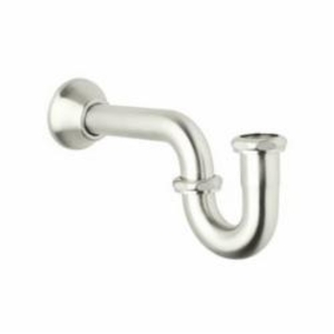 Rohl® RPT114-PN Decorative Extended Traditional P-Trap, 1-1/4 in Inlet x 1-1/4 in Outlet, Brass, Bell Flange Connection