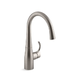 Kohler® 22034-VS Bar Sink Faucet, Simplice®, Vibrant® Stainless, 1 Handle, 1.5 gpm