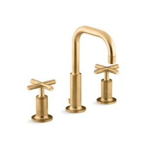 Kohler® 14406-3-2MB Purist® Widespread Bathroom Sink Faucet, 1.2 gpm, 5-13/16 in H Spout, 8 to 16 in Center, Vibrant® Brushed Moderne Brass, 2 Handles, Pop-Up Drain