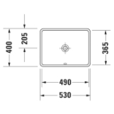 DURAVIT 0305490000 Starck 3 Vanity Basin With Overflow, Starck 3, Rectangle Shape, 20-7/8 in L x 14-3/8 in W x 7-1/8 in H, Under Mount, Ceramic, White