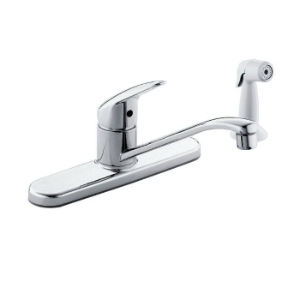 CFG CA40514 Cornerstone™ Kitchen Faucet With Chrome Side Spray Escutcheon, Residential, 1.5 gpm Flow Rate, 4 in Center, Polished Chrome, 1 Handle
