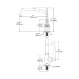 Elkay® LK535AT08T6 Universal Traditional Classroom Faucet, Commercial, 2.2 gpm Flow Rate, Arc Tube Spout, Polished Chrome, 1 Handle