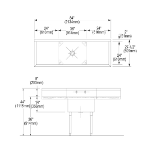 Elkay® SS8136LR2 Scullery Sink, 39 in L x 27-1/2 in W x 44 in H, Floor Mount, 304 Stainless Steel, 1 Bowl, 2, Right/Left Drainboards, 8 in Faucet Hole Spacing, 8 in Backsplash