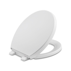 Kohler® 4009-0 Reveal® Toilet Seat With Lid and Grip-Tight Bumper, Round Bowl, Closed Front, Polypropylene, White, Quick Release Hinge