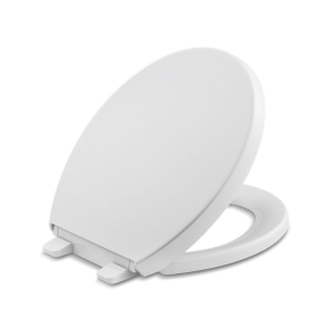 Kohler® 4009-0 Reveal® Toilet Seat with Lid and Grip-Tight Bumper, Round Bowl, Closed Front, Polypropylene, White, Quick Release Hinge