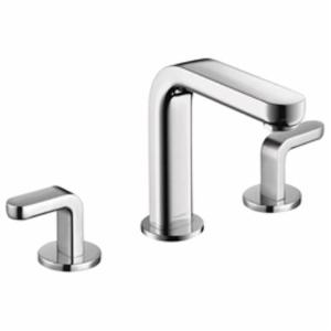 Hansgrohe 31067001 Widespread Bathroom Faucet, Metris S, Commercial, 1.2 gpm Flow Rate, 4-5/8 in H Spout, 8 in Center, Polished Chrome, 2 Handles, Pop-Up Drain