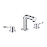 GROHE 20572001 Widespread Bathroom Faucet, Concetto™, 2.2 gpm, 3-3/8 in H Spout, 8 in Center, StarLight® Polished Chrome, 2 Handles, Pop-Up Drain