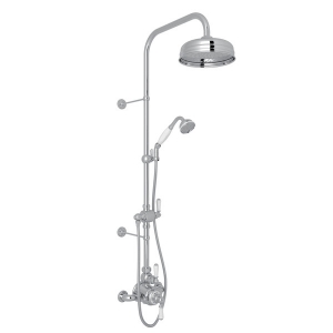 Perrin & Rowe U.KIT1NL-APC Edwardian Traditional Round Single Thermostatic Shower, 1.8 gpm Flow Rate, Polished Chrome