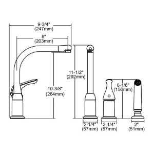 Elkay® LK3001CR Kitchen Faucet with Remote Handle and Side Spray, Everyday, 1.5 gpm Flow Rate, Swivel Spout, Polished Chrome, 1 Handle