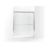 Sterling® 5475-59S-G05 5400 Sliding Shower Door with CleanCoat® Technology, Finesse®, Frameless Frame, Tempered Glass, Silver with Smooth/Clear Glass Texture, 1/4 in THK Glass, 65-13/16 in H Opening, 54-5/8 to 59-5/8 in W Opening