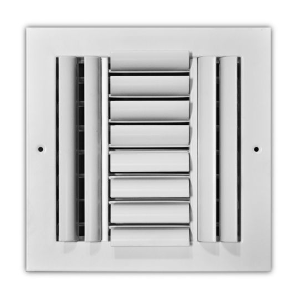 TRUaire™ A304M08X08 8" x 8" 4-Way White Aluminum Adjustable Curved Blade Wall/Ceiling Register, White