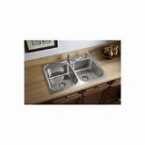 Sterling® 11402-4-NA Kitchen Sink with SilentShield® Technology, Southhaven®, Satin, Rectangle Shape, 14 in Left, 14 in Right L x 15-1/8 in Left, 15-1/8 in Right W, 4 Faucet Holes, 33 in L x 22 in W x 8 in H, Top Mount, 20 ga Stainless Steel