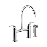 Brizo® 62544LF-PC Widespread Bridge Kitchen Faucet With Matching Side Spray, 1.8 gpm, 8 in Center, Arc Spout, Polished Chrome, 2 Handles, Side Spray(Y/N): Yes