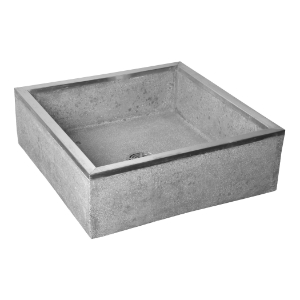 FIAT® TSB100501 TSB100 Series Stockton Mop Service Basin With Stainless Steel Cap, Square Shape, 24 in L x 24 in W x 12 in H, Floor Mount, Terrazzo, Gray