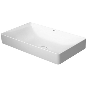 DURAVIT 2355600000 DuraSquare Washbowl, Rectangle Shape, 23-5/8 in L x 13-5/8 in W x 5-5/8 in H, Above Counter/Ground Mount, DuraCeram®, White