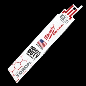 Milwaukee® SAWZALL® The Torch™ 48-00-5782 Demolition Straight Back Reciprocating Saw Blade, 6 in L x 1 in W, 14 TPI, Bi-Metal Body, Universal/Toothed Edge Tang, 5-Pack
