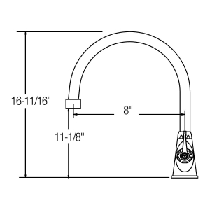 Elkay® LK535GN08T4 Universal Traditional Classroom Faucet, 2.2 gpm Flow Rate, Gooseneck Spout, Polished Chrome, 1 Handle
