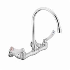 Moen® 8126 M-DURA™ Utility Faucet, 1.5 gpm Flow Rate, 7-5/8 to 8-3/8 in Center, Swivel Spout, Chrome, 2 Handles