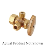 BrassCraft® CR1901LRX R1 Multi-Turn Dual Outlet Supply Angle Stop, 1/2 x 3/8 x 3/8 in Nominal, Compression, 125 psi, Brass Body, Rough Brass