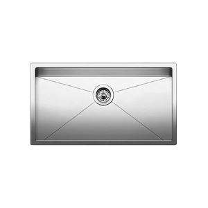 Blanco 515823 PRECISION™ R10 STELLART™ Super Single Bowl Kitchen Sink, Satin Polished, Rectangle Shape, 30 in L x 16 in W x 10 in D Bowl, 32 in L x 18 in W, Undermount, 18 ga 304 Stainless Steel