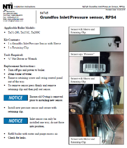 NTI 84745 Inlet Pressure Sensor, RPS4