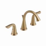 DELTA® 3538-CZMPU-DST Lahara® Widespread Lavatory Faucet, 1.5 gpm Flow Rate, 3-5/8 in H Spout, 4 to 16 in Center, Champagne Bronze, 2 Handles, Pop-Up Drain